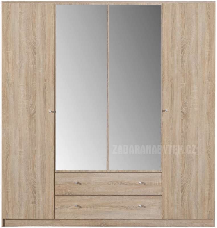 Široká šatní skříň Optimo 200 cm se zrcadlem